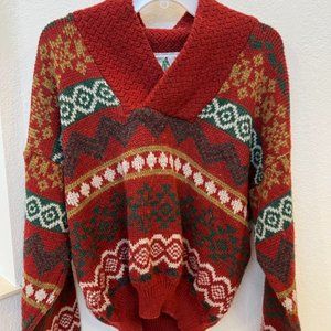 Peter Werth Vintage Nordic Red Sweater Survival Fashion England - Mens Medium